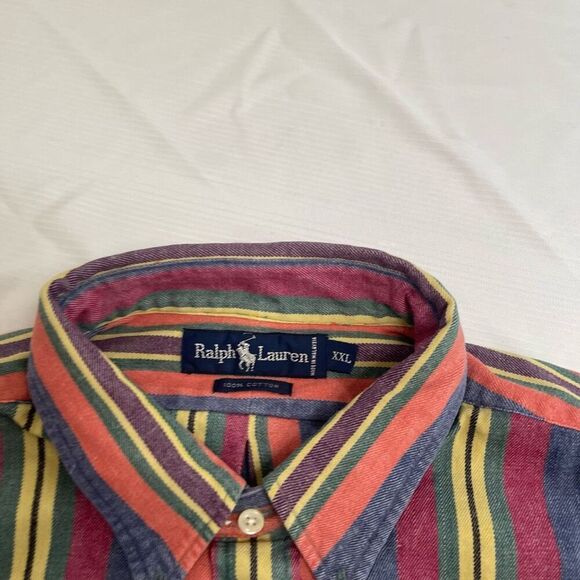 NWT Ralph Lauren VTG 80s Stripe NOS Long Sleeve Button Down Shirt Size XXL NEW - Picture 3 of 10